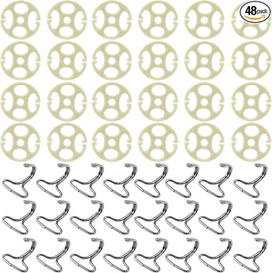 48Pcs Car Seat Cover Plum Plate Metal Hooks, 24Pcs Plastic Car Seat Covers Chucks and 24Pcs Metal Hooks Set Locking Clip Plastic Card Fixed Fastener Buckle Replacement for Car Seat (Beige)