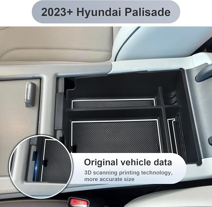 SKTU for 2023 2024 2025 Hyundai Palisade Center Console Organizer 2023 2024 2025 Palisade Center Console Tray 2023 2024 2025 Palisade Accessories Armrest Box with Coin and Sunglasses Holder (White)