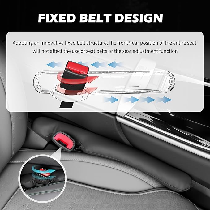 2026 Latest 2PCS Upgraded Car Seat Gap Filler with Fixing Ring,Elastic Car Gap Filler to Avoid Dropping Cell Phones/Keys,Essential Cars Gaps Seat Fillers Cars Accessories