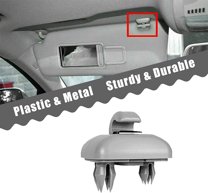 gunhunt 2 PCS Clip-on Hook Bracket, Car-Specific Interior Plastic Sun Visor Hook Clip, 8U0857562A/8E0857563A Durable Sunshield Buckle, Compatible with Audi A1 A3 A4L A5 A6L A7 Q3 Q5 Q7 (Gray)