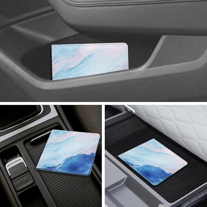 Car Registration and Insurance Holder, Premium Pu Leather Vehicle Glove Box Organizer - for Driver License, Cards & Essential Documents (S-Marble)