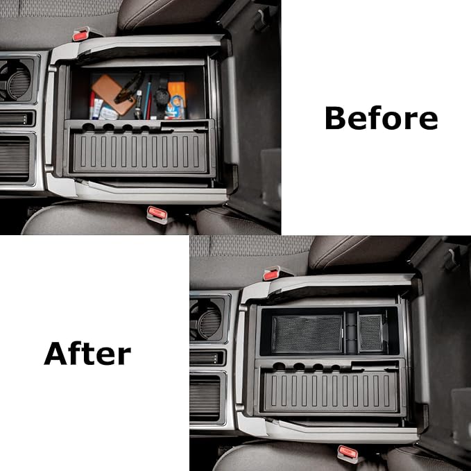 Compatible with F150 2021 2022 2023 2024 2025, F150 Lightning 2022-2025 Accessories Center Console Tray Organizer Armrest Box Secondary Storage