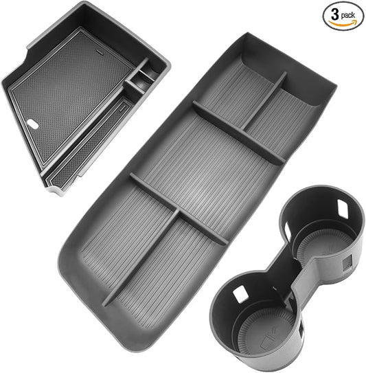 SHAOHAO 3 Pcs for 2025 2026 Cadillac Lyriq Center Console Organizer Tray for 2023-2025 2026 Cadillac Lyriq Accessories (Sport/Tech/Luxury) Console Organizer & Lower Organizer & Cup Holder Easy Removal