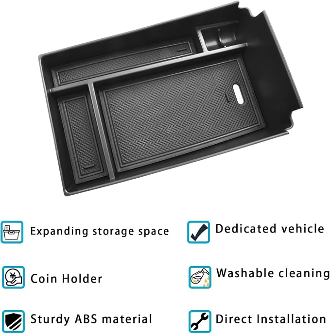 EDBETOS 2026 HRV Center Console Organizer Compatible with 2023 2024 2025 2026 Honda HR-V EX/EX-L/LX/SE/Sport/Touring ABS Plastic Armrest Box Insert Tray Secondary Storage Pallet Accessories, Black