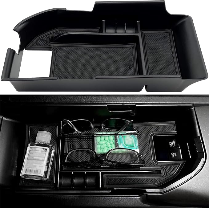 Compatible with Camry XLE or XSE 2018-2021 2022 2023 2024 & Camry LE SE 2020-2023 2024 Center Console Organizer Tray Accessories, Fit Dual USB Ports（not for 9th 2024 2025 Camry） (Black)