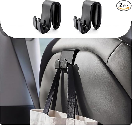 Car Seat Hook for Tesla Model Y & Model 3 2017-2026 (not for Performance 2017-2026/Standard 2026),Headrest Hooks for Tesla Accessories,Purse Hook,Car Seat Back Organizers,ABS Materials(2 Pack-Black)
