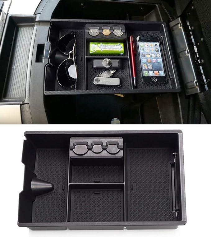 Jaronx For Dodge RAM Center Console Organizer, Storage Box for Dodge RAM 1500 (2009-2018) and 2500/3500 (2010-2018),Armrest Organizer Tray + Coin Holder (Full Console w/Bucket Seats ONLY)