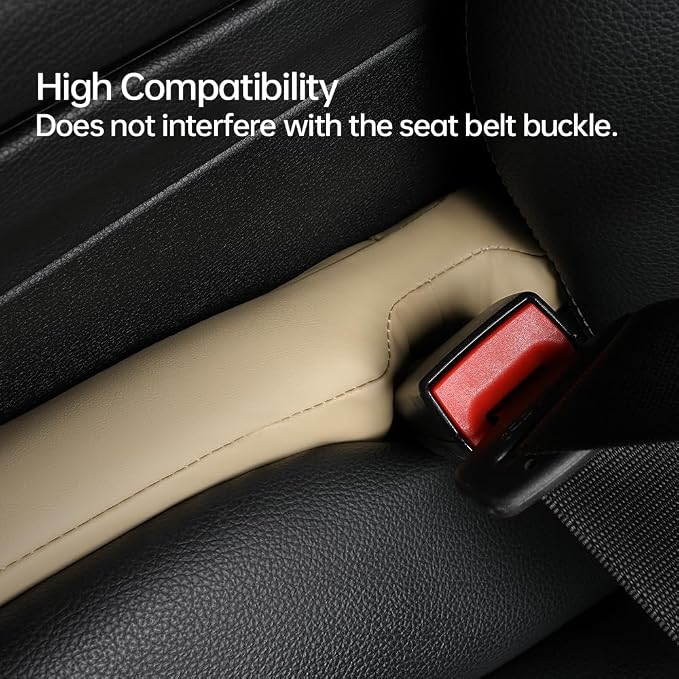 2Pack Leather Car Seat Gap Filler – Anti-Drop Console Organizer, Scratch-Resistant Waterproof Easy to Clean, Fits 90% Vehicles Without Blocking Seat Movement