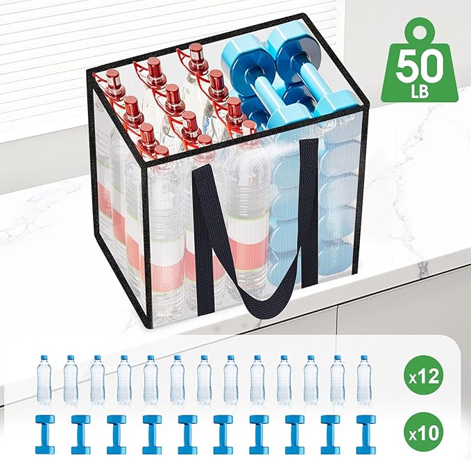 8 Pack Reusable Grocery Bags, Heavy-Duty Shopping Bags with Sturdy Handles, Water-Resistant & Foldable Organizer, Shopping Tote Bags for Groceries, Market, Car Trunk, Multi-Purpose, 33L