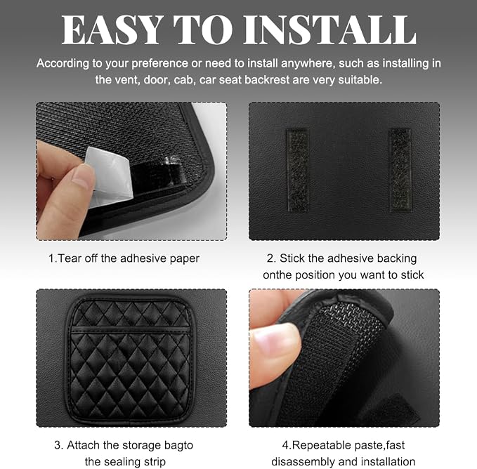 2 PCS Car Side Pocket Organizer, Leather Adhesive Auto Side Seat Back Storage Pocket, Waterproof Phone Document Sunglasses Holder Vehicle Gap Filler Pouch, Car Accessories (Small)