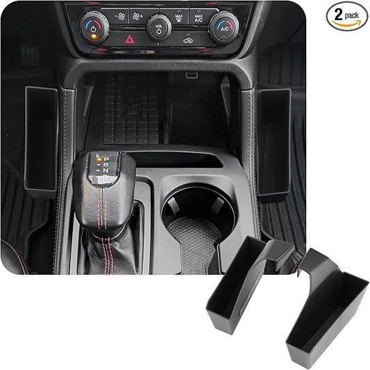 CDEFG 2Pcs for 2026 Ford Ranger Center Console Organizer for 2024 2025 2026 Ford Ranger (Raptor/Lariat/XLT/XL) Truck Accessories Middle Console Trash Can Gear Shift Side Pockets Storage Box