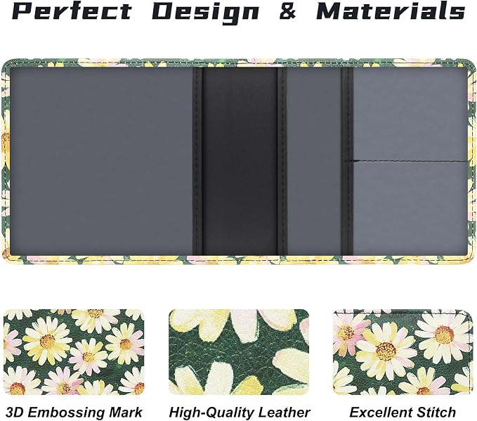 Car Registration and Insurance Holder, Premium Pu Leather Vehicle Glove Box Organizer - for Driver License, Cards & Essential Documents (S-Floral)