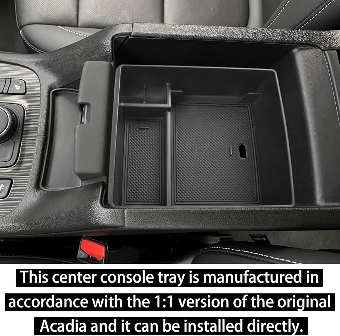 RUNROAD Center Console Organizer Compatible with GMC Acadia 2017-2023 Accessories, Insert Armrest Storage Tray Console Organizer Secondary Storage Box, Black