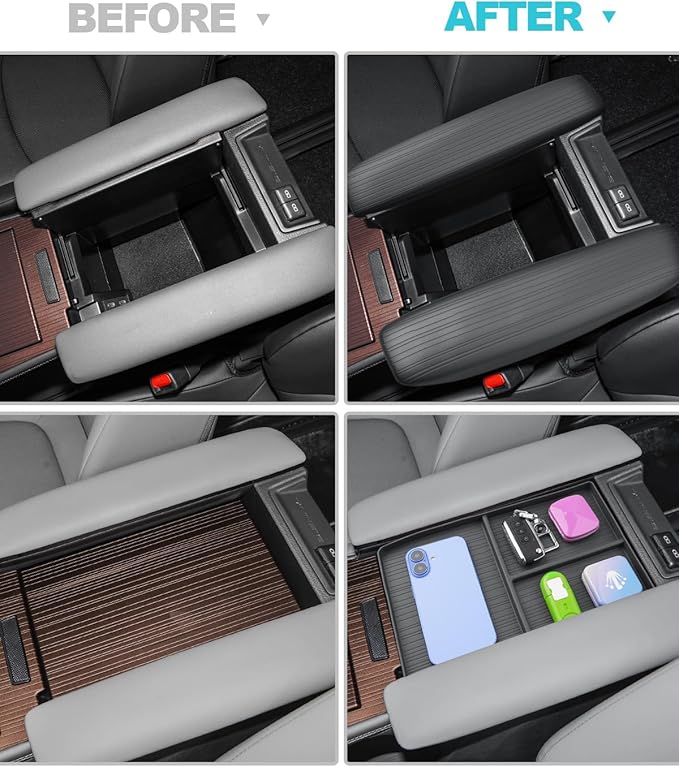 CDEFG 6Pcs for 2021-2025 2026 Toyota Sienna Center Console Cover for for 2021-2026 Toyota Sienna Accessories Dashboard Cover Dash Mat & Armrest Lid Barrier & Armrest Cover TPE Anti Slip Mats