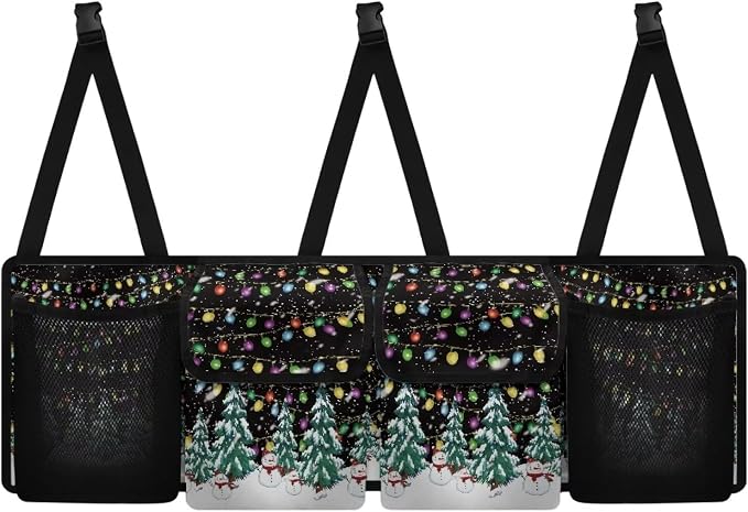 Christmas Prints Car Trunk Organizer Hanging Car Back Seat Storage Bag Auto Cargo Bag Automotive interior Accessories for Most Sedans SUV Jeep Trucks MPV Van