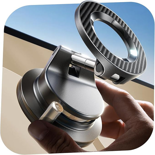LISEN for Magsafe Car Mount, Magnetic Phone Holders for Your Car Vacuum, Phone Mount for Car Accessories for Women Men Jeep BMW, Suction Holder Kits, for iPhone 17 Pro Max 16 15 14 13 12,Carbon Fiber