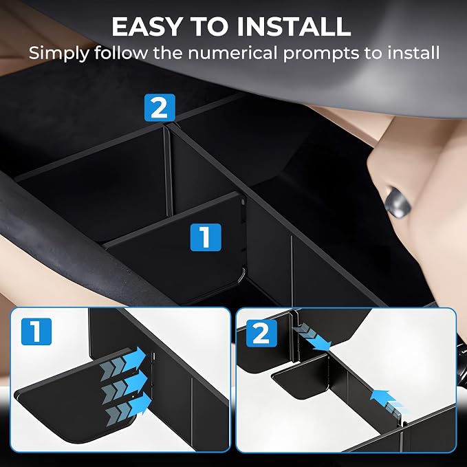 Glove Box Organizer for KIA EV9 2025 2024 (Not for 2026+), Interior Accessories Glove Box Compartment Insert Storage Dividers for 2024-2025 EV9, Black
