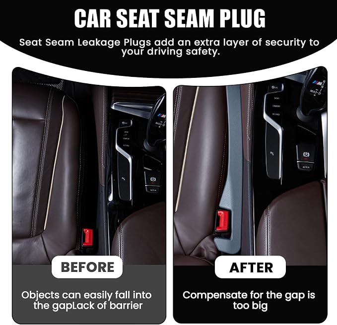 2PCS Car Seat Gap Filler, Soft Foam Leather Seat Side Gap Filler Plug, Fill The Gap Between Seat and Console, Stop Things from Dropping, Universal Interior Car Accessories (Gray)