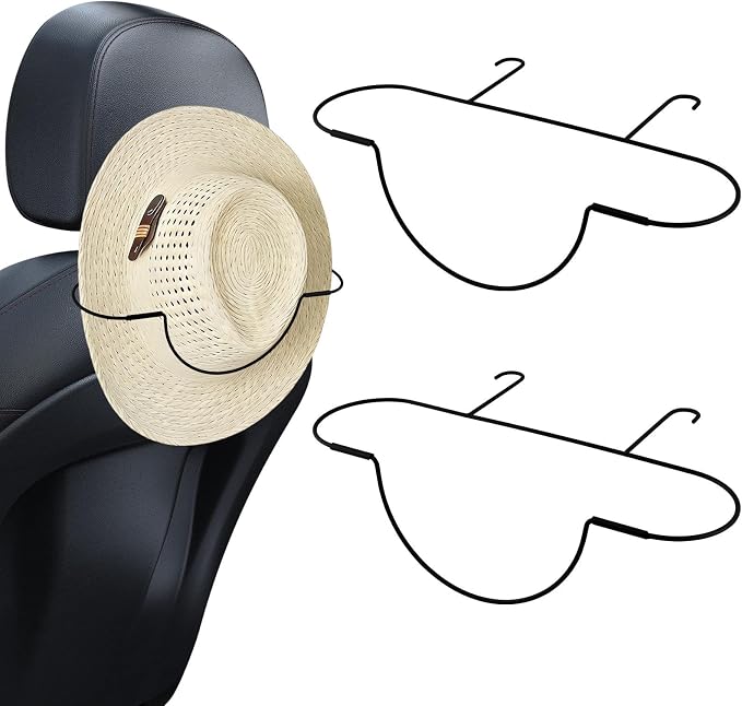 2 Folding Design Hat Rack, Cowboy Hat Holder For Truck SUV Car To Keep-Hat-Shape, Automotive Seat Back Hard Hats Holder Car Clothes Hanger, Cowboy Hats Organizer for Auto Travel
