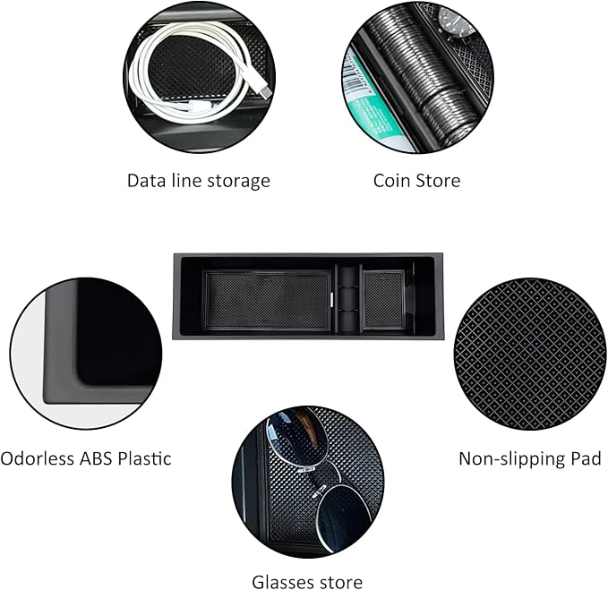 Compatible with F150 2021 2022 2023 2024 2025, F150 Lightning 2022-2025 Accessories Center Console Tray Organizer Armrest Box Secondary Storage