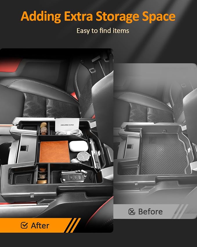 CDEFG RAM Armrest Box Storage Organizer for 2019-2025 2026 RAM1500 RAM2500 RAM3500 Center Console Tray for Dodge RAM 1500 2500 3500 Accessories, Upper Full Center Console/Bucket Seats Only