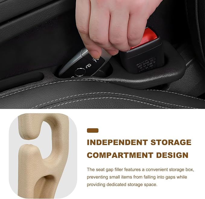 Sun Walker 2 PCS Car Seat Gap Filler Organizer, No Drop Vehicle Console Side Gap Filler with Storage Slot, Universal Seam Plug Organizer Between Seat & Console, Car Accessories (Beige)