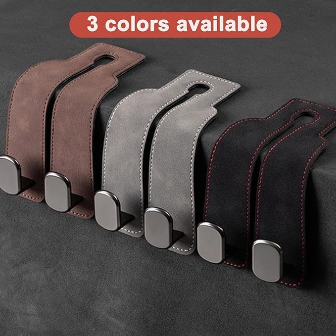 Amelity Universal Car Headrest Hooks, Women’s Car Interior Accessories for Purses Handbags Grocery & Backpacks, Gray 4 Pack