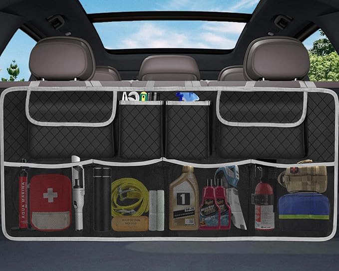 Car Trunk Organizer and Storage, Large Capacity Backseat Hanging Storage Accessories, Backseat Car Organizer for SUV/MPV/Truck (Gray)