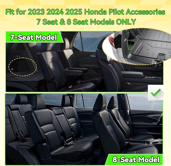 Rear Trunk Side Storage Lid Compatible with 2023 2024 2025 Honda Pilot Accessories 7 & 8 Seat Models ONLY, Trunk Organizer Left Driver Side Pocket Cover Hidden Compartment, Durable ABS