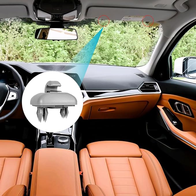 gunhunt 2 PCS Clip-on Hook Bracket, Car-Specific Interior Plastic Sun Visor Hook Clip, 8U0857562A/8E0857563A Durable Sunshield Buckle, Compatible with Audi A1 A3 A4L A5 A6L A7 Q3 Q5 Q7 (Gray)