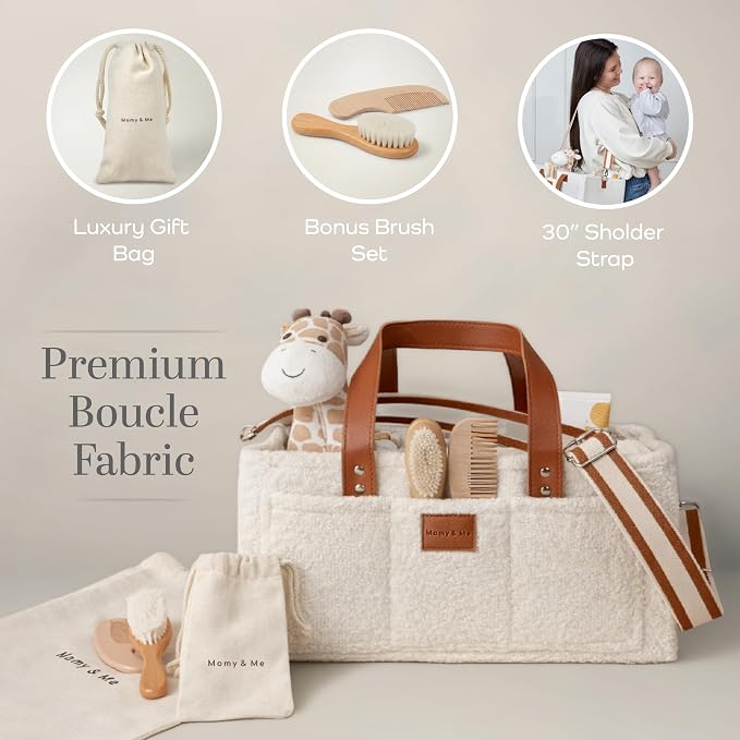 Momy & Me Diaper Caddy Organizer with Handle – Portable Baby Organizer and Storage Caddy for Nursery, Car, and Home | Compact Diaper Storage Basket for Newborn Essentials