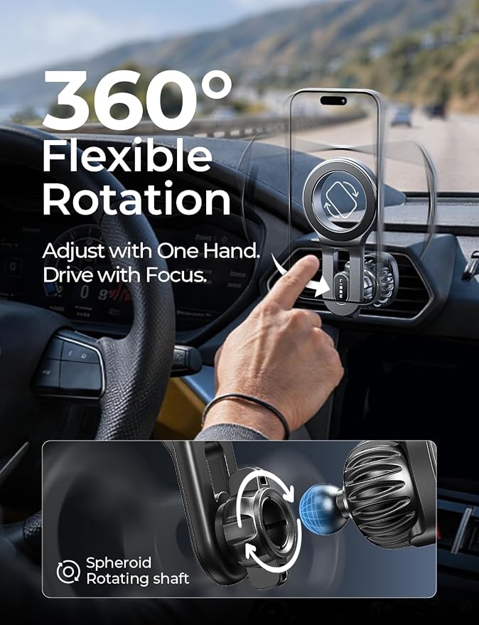 LISEN for MagSafe Car Mount, Magnetic Phone Holder for Car Vent Phone Mount, Air Vent Hands Free Phone Mount, Super Magnetic Phone Mount, Gifts Car Phone Holder Magnetic for iPhone 17 Pro Max 16 15
