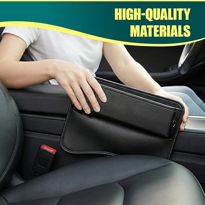Car Seat Gap Filler Organizer, Leather Auto Center Console Storage Box, Universal Vehicle Interior Front Seat Side Gap Filler Organizer Essential Accessories for Phone Key Wallet(2PCS)