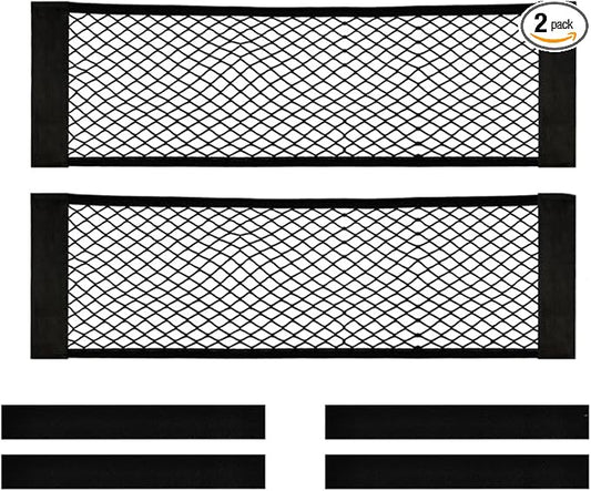 2PCS Car Cargo Net with Adhesive Tape,Storage Mesh Pocket(9.8×31.4in)