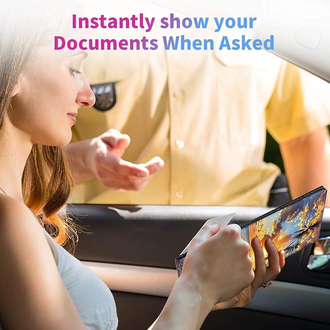 Car Registration and Insurance Holder,PU Leather Car License Document Insurance and Registration Card Holder Men Women Vehicle Glove Box Organizer Auto Accessories-Beach Sunset