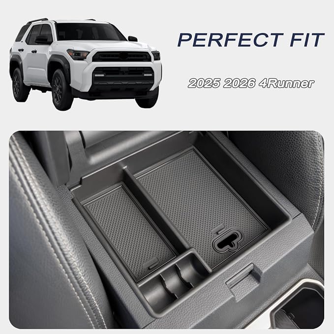 JKCOVER Center Console Organizer Tray Compatible with 2025 2026 Toyota 4Runner Accessories Insert Armrest Box Secondary Storage ABS Material
