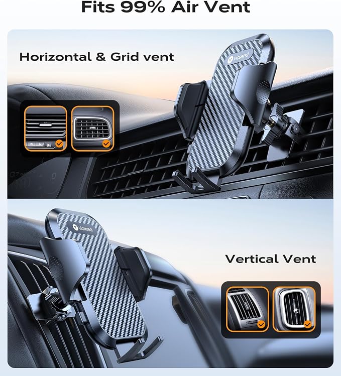 VICSEED 2026 Upgrade Ultra Stable Car Phone Holder Mount [Never Fall Off & Won't Break] Universal Air Vent Phone Mount for Car Easy Clamp Phone Holders for Your Car for iPhone 17 Pro Max 16 15 14 13