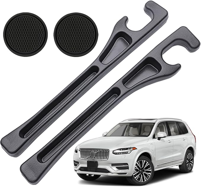 Pukonger Car Seat Gap Filler Compatible with Volvo Xc90 Accessories Seat Gap Plug Blocker with Storage Slot Organizer Non-Slip Car Cup Holder Coaster 2 Pack Black