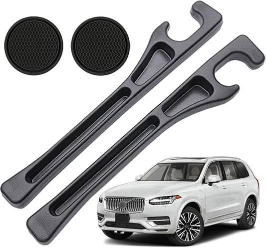 Pukonger Car Seat Gap Filler Compatible with Volvo Xc90 Accessories Seat Gap Plug Blocker with Storage Slot Organizer Non-Slip Car Cup Holder Coaster 2 Pack Black