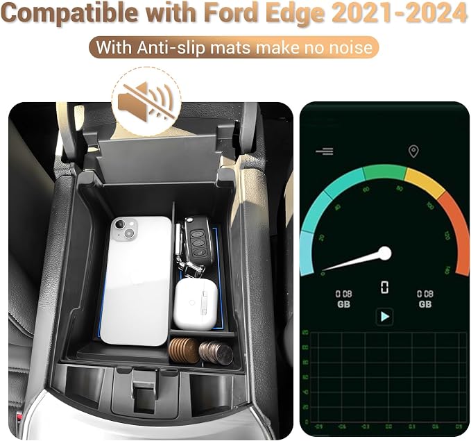 for 2024 Ford Edge Center Console Organizer Tray for 2021-2024 Edge SE/SEL/ST-Line/Titanium/ST Middle Console Organizer Center Console Storage Tray for 2023 Ford Edge Accessories (Blue)