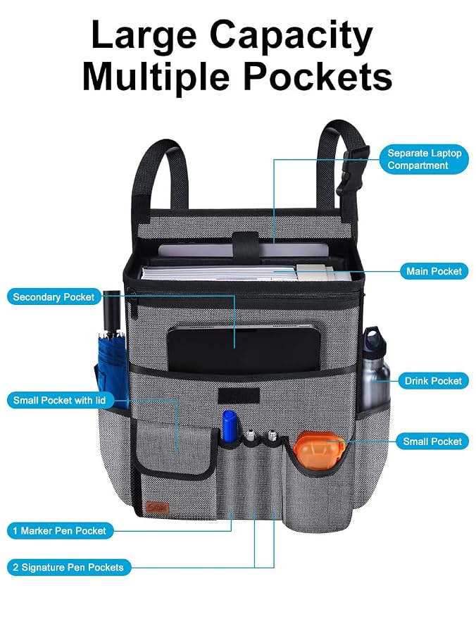 Smof Car Organizer for Front Seat, Passenger Seat, Backseat - Hanging Car Seat Storage Organizer,Multiple Pockets Car Seat Organizer with Separately Pokect for Laptop, Cup Holde & Travel Accessories