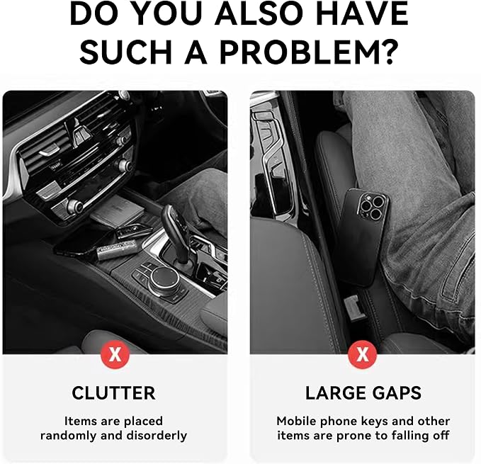 2PCS Car Seat Gap Filler, Automotive Seat Organizer Fill The Gap Between Seat and Console, Universal Car Storage Box Inserts Fill The Gap Between Seat &Console for Coins Wallets Keys (Beige)