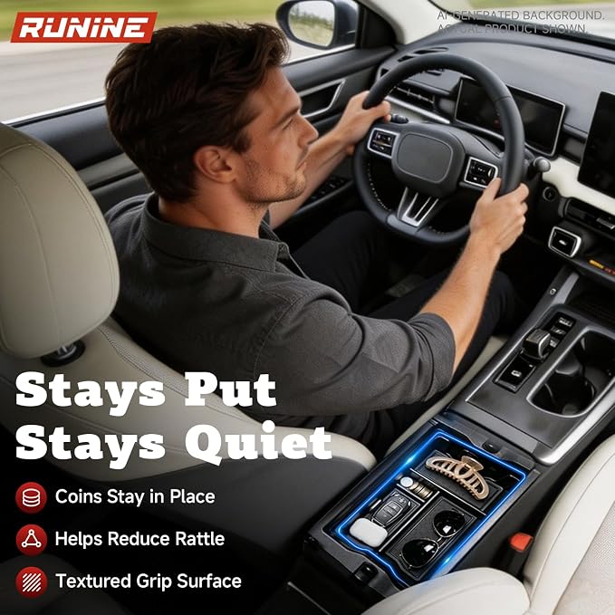 Center Console Organizer Tray for 2026 Toyota RAV4, 2026 RAV4 Accessories Armrest Storage Box Insert Tray, 6th Gen Interior Accessories Custom Fit Organizer with 3 Silicone Non-Slip Mats
