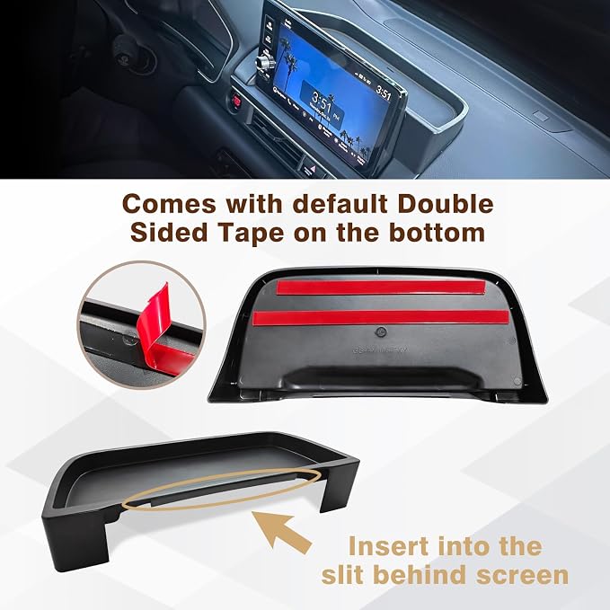 Muslogy Dash Storage Tray (for 9-in Screen Only) Insert Behind Screen Center Console Organizer Interior Accessories Compatible with Honda Pilot 2023-2025 EX-L Touring Elite(Brown) Won't fit 2026