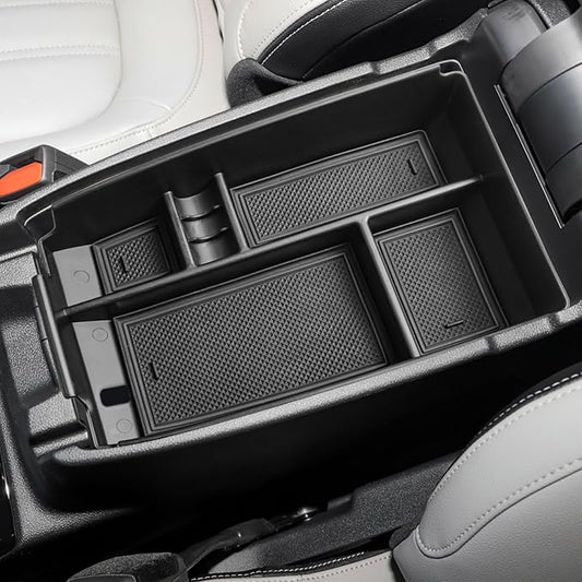 HGWEI Center Console Organizer Tray Compatible with Ford Escape 2020-2026/Bronco Sport 2021-2025 Accessories, Insert Container ABS Secondary Armrest Storage Box (Not for U725 2-Door), Black
