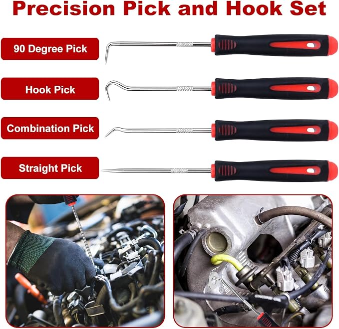 9 Pcs Auto Trim Removal Tool Set - Plastic Pry Tool Kit, Car Door Panel Window Clip Removal Tools, Fastener Remover, Automotive Interior Trim Tool with Mini Precision Hook and Pick Set