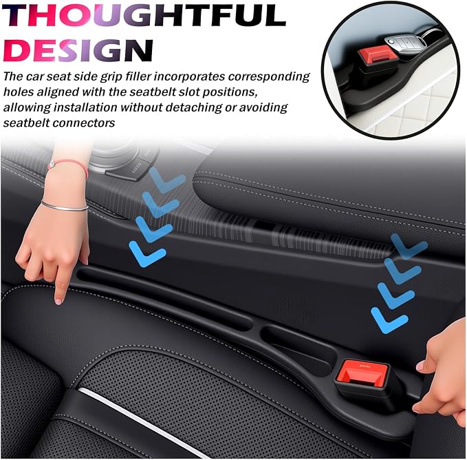 2PCS Car Seat Gap Filler Organizer,2026 New Car Seat Gap Plug with Storage Slot & Seatbelt Slot,Universal Cars Seats Crack Gaps Filler Stops Items from Falling Between Seats