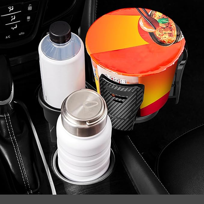 Car Cup Holder Expander, Adjustable Expandable Dual Cup Holder Adapter for Car, Universal Drink Holder for Water Bottles Coffee Mugs Cans, 2.9"-5.9", Black