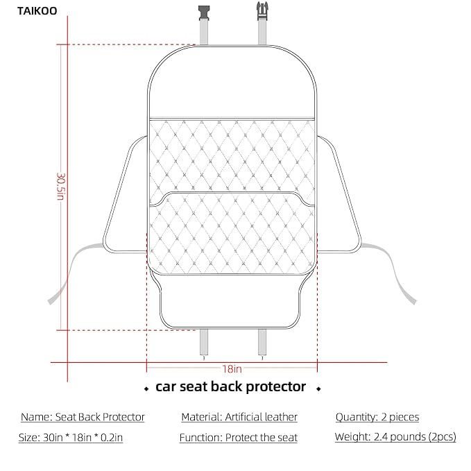 TAIKOO Seat Back Protector,Shields Seat Backs from Kicks and Adds Storage | kick mats back seat protector easy to install and clean, well-crafted, sturdy, durable and stylish.2 Pack