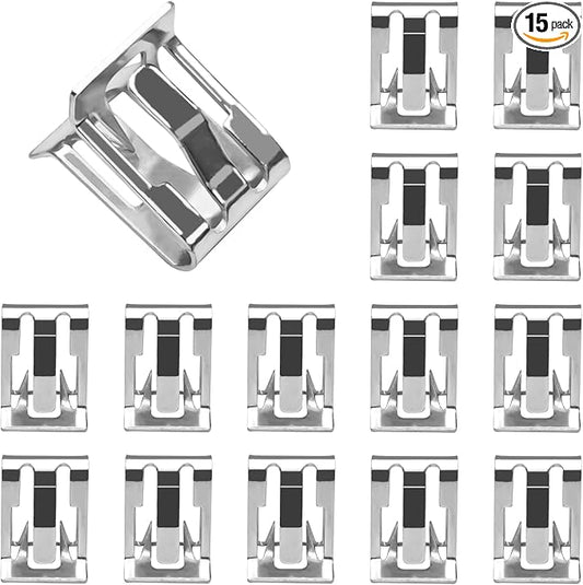 15PCS Car Trim Panel Metal Retainer Clip, Universal U-Shaped Car Dashboard Console Fastener Replaces OEM#11588650, Dash Retainer Clips for Chevy Buick GMC Cadillac Saturn Tucks SUV